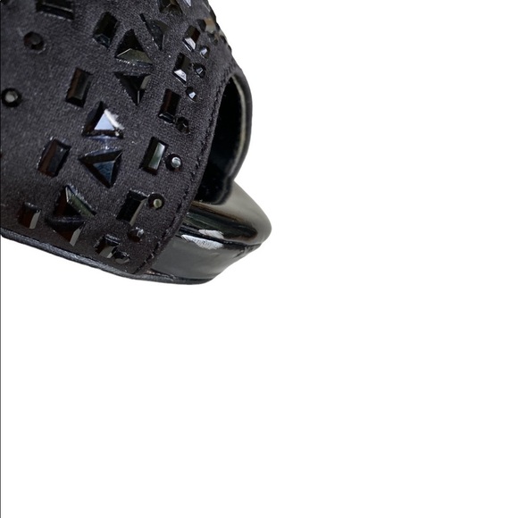 Lulu Townsend Black Upper Leather Black Rhinestone Covered Heels Pumps Size 8.5 - Picture 12 of 14